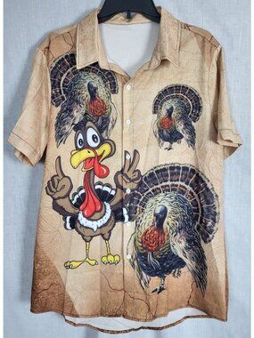 Turkey Thanksgiving Party Shirt Men's M Unisex NOWT Fun Pool Beach Holiday Vaca